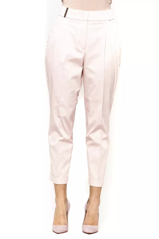 Pink Cotton Women Trouser