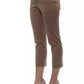 Beige Cotton Women Ankle Pant