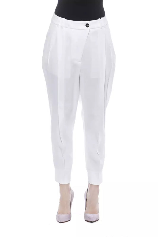 White Viscose Women's Trouser