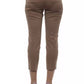 Beige Cotton Women Ankle Pant