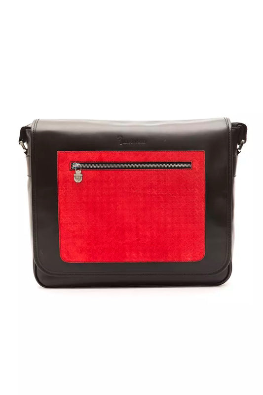 Black Leather Men Messenger Bag