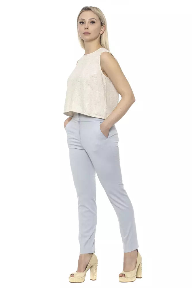 Light-Blue Cotton Women Trouser
