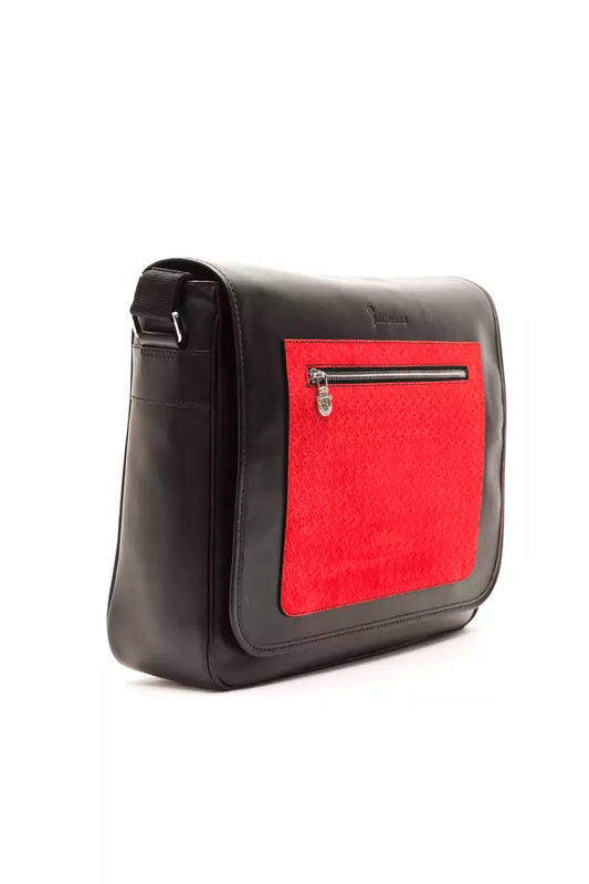 Black Leather Men Messenger Bag