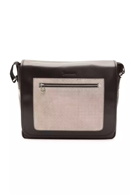 Black Leather Men Messenger Bag