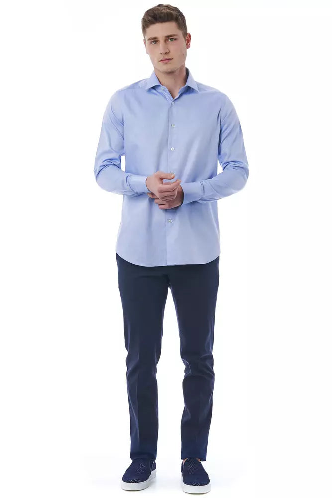 Light-Blue Cotton Men Shirt