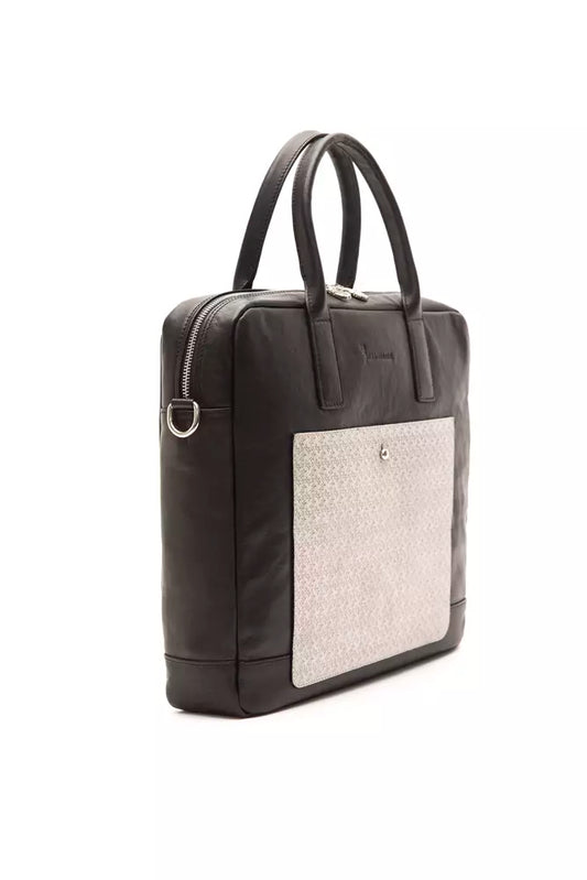 Black Leather Men Messenger Bag