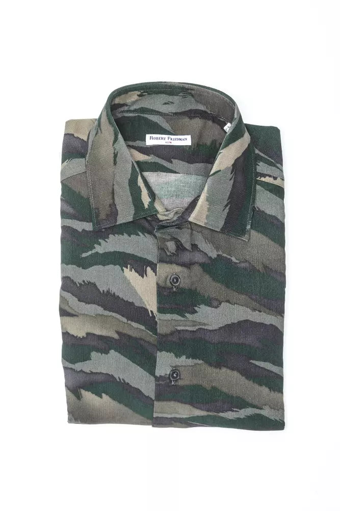 Green Cotton Men Shirt