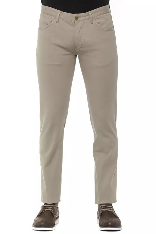 Beige Cotton Men Trouser