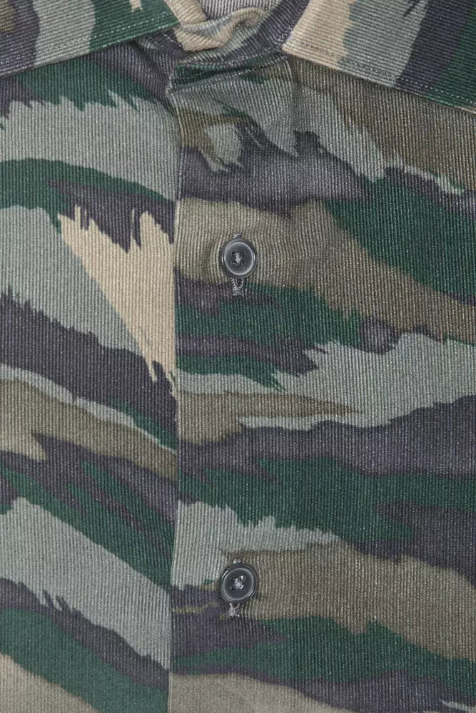 Green Cotton Men Shirt