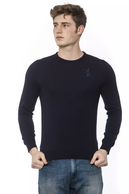Blue Virgin Wool Men Sweater