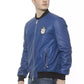 Blue Leather Men's Bomber Jacket