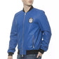 Blue Leather Men Bomber
