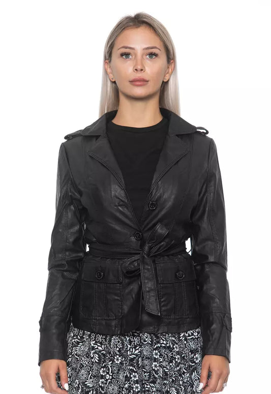 Black Polyurethane Women Jacket