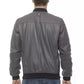 Gray Leather Men's Bomber Jacket