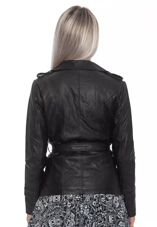 Black Polyurethane Women Jacket