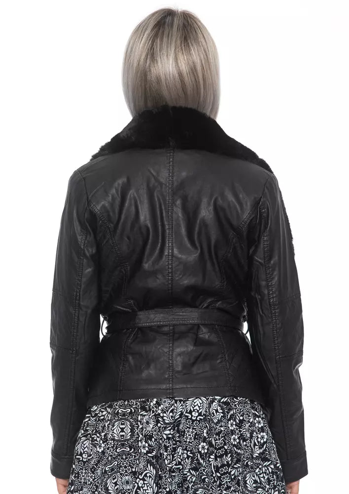 Black Polyurethane Women Jacket