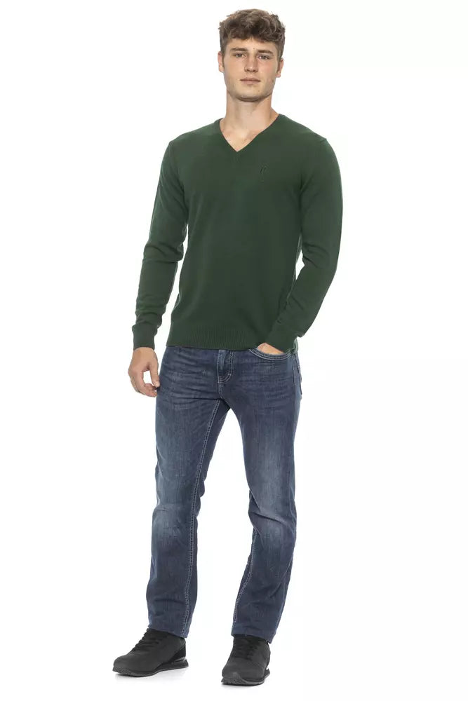 Green Wool Men Sweater