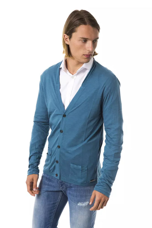 Teal Viscose Men Cardigan