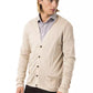 Beige Viscose Men Cardigan