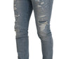 Elegant Italian Denim Pants in Blue Wash