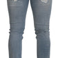 Elegant Italian Denim Pants in Blue Wash
