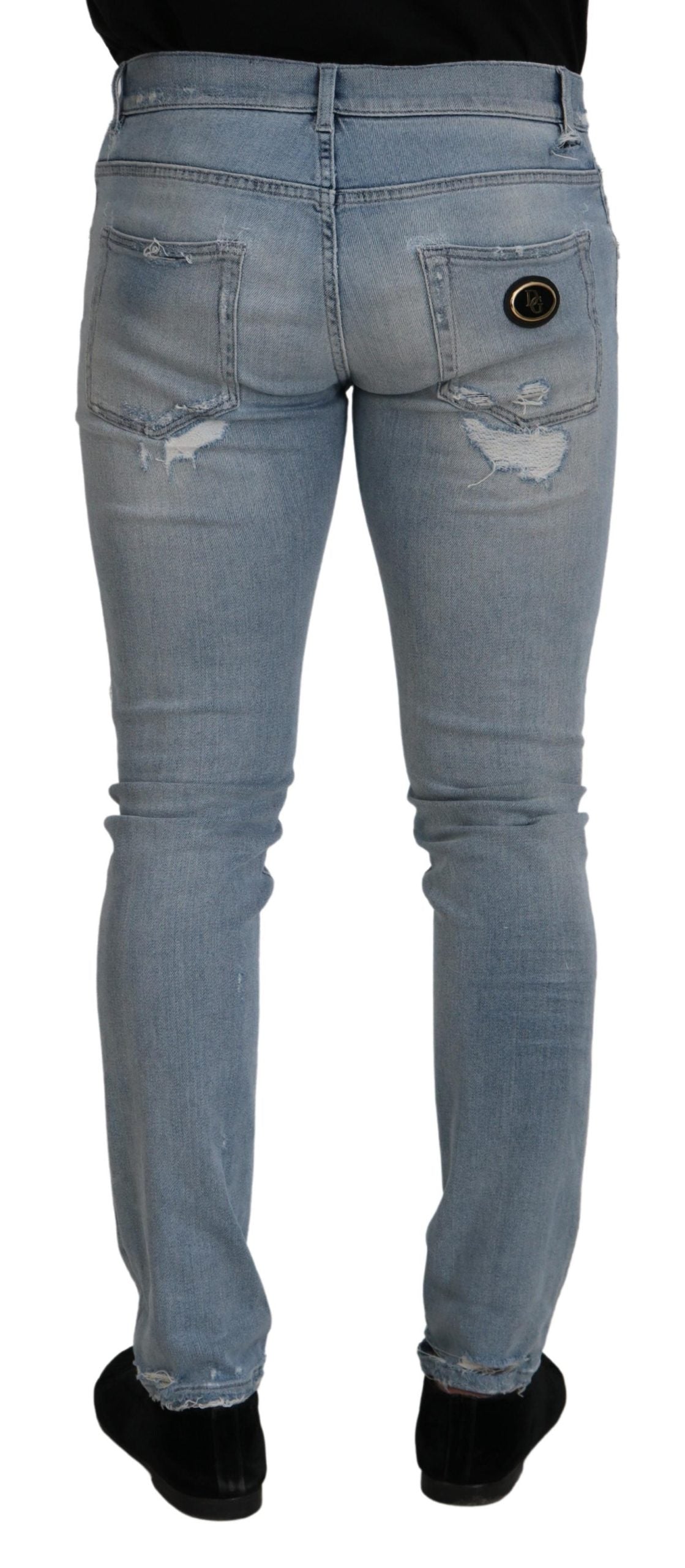 Elegant Italian Denim Pants in Blue Wash