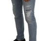 Elegant Italian Denim Pants in Blue Wash