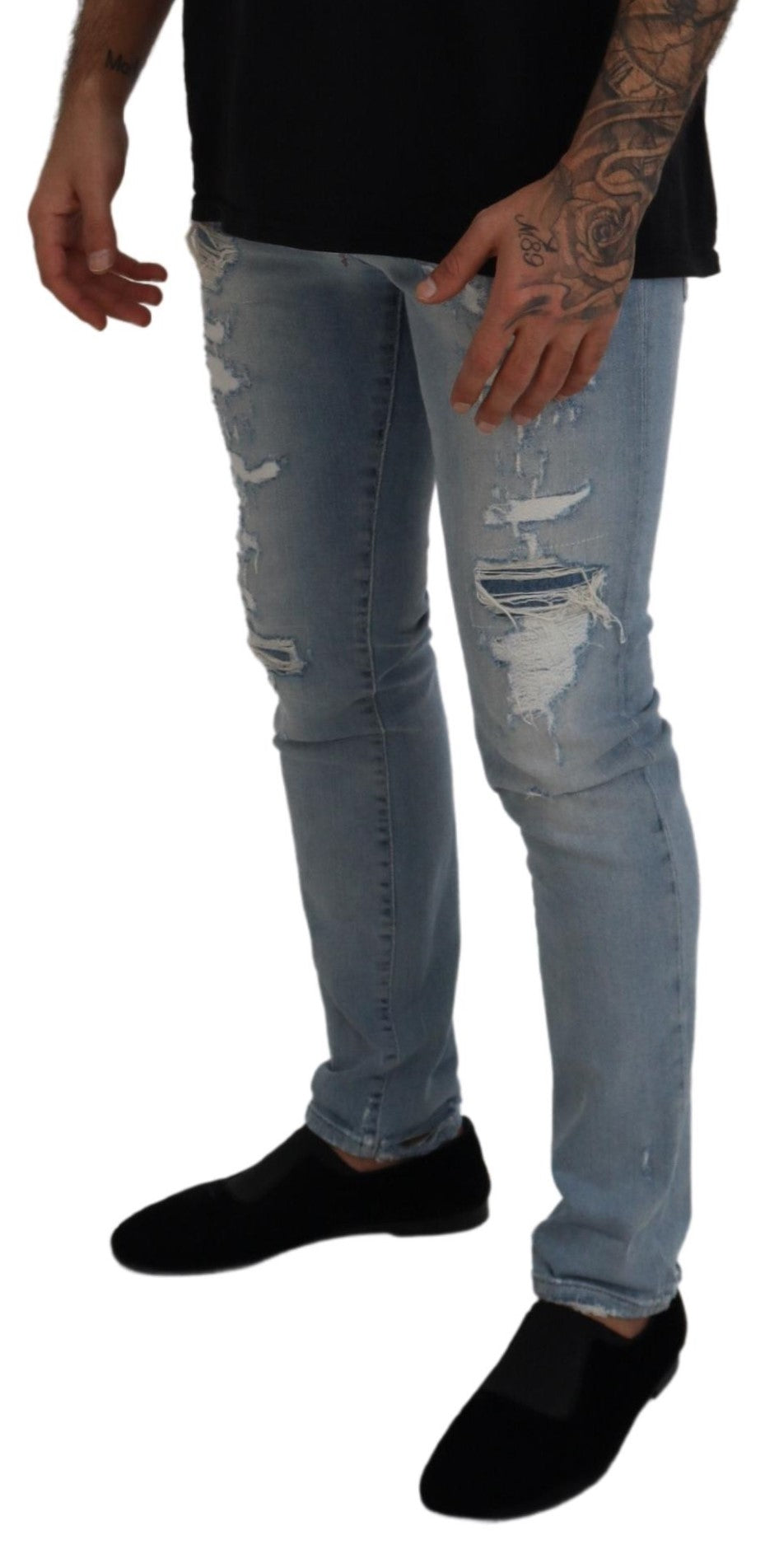 Elegant Italian Denim Pants in Blue Wash