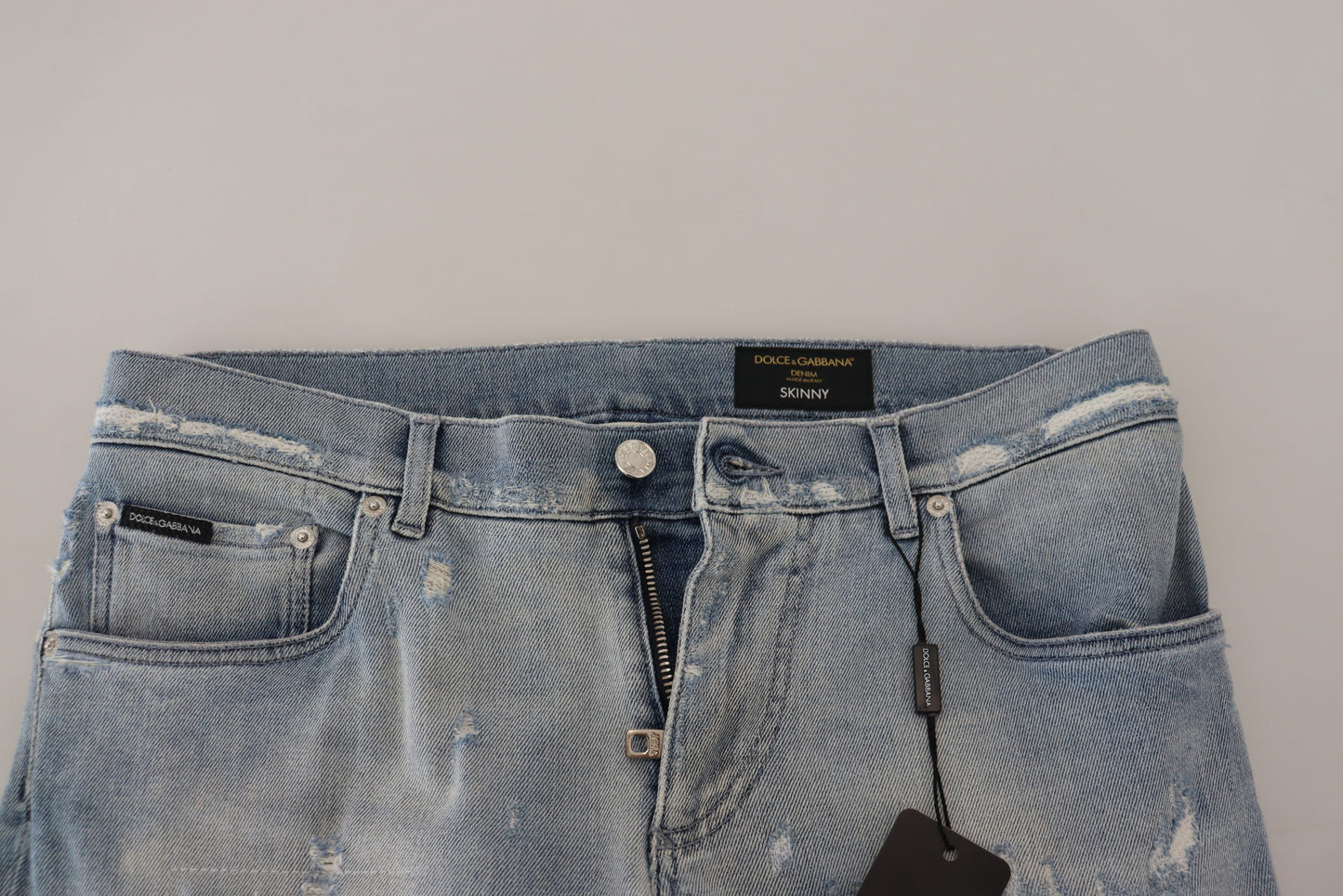 Elegant Italian Denim Pants in Blue Wash