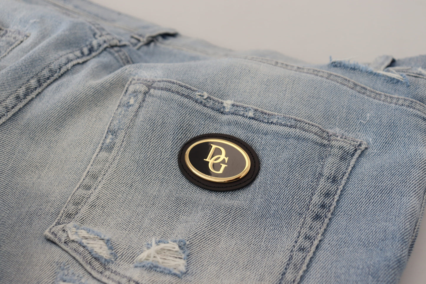 Elegant Italian Denim Pants in Blue Wash
