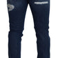 Elegant Tattered Blue Denim Pants