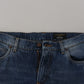 Elegant Tattered Blue Denim Pants