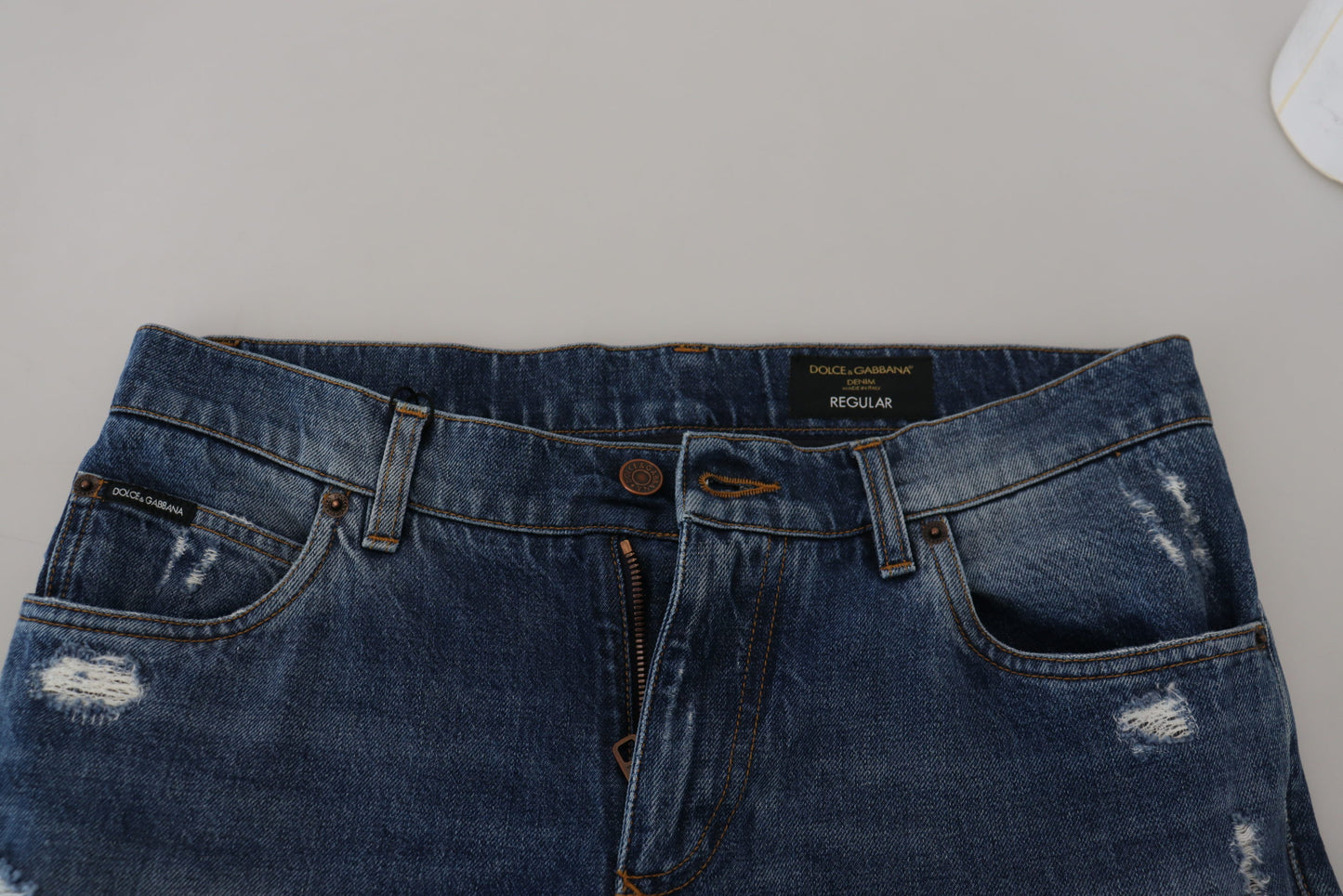 Elegant Tattered Blue Denim Pants