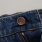 Elegant Tattered Blue Denim Pants
