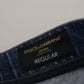 Elegant Tattered Blue Denim Pants