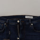 Elegant Blue Washed Denim Pants