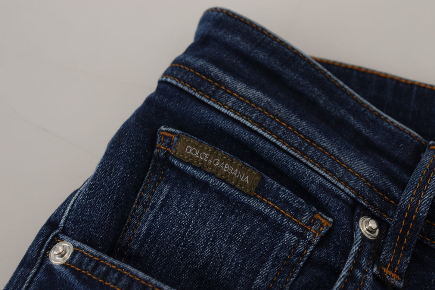 Elegant Blue Washed Denim Pants