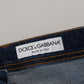 Elegant Blue Washed Denim Pants