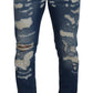 Distressed Charm Blue Denim Jeans