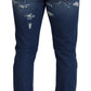 Distressed Charm Blue Denim Jeans