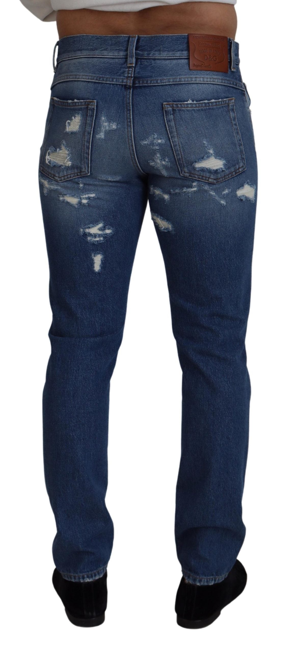 Distressed Charm Blue Denim Jeans