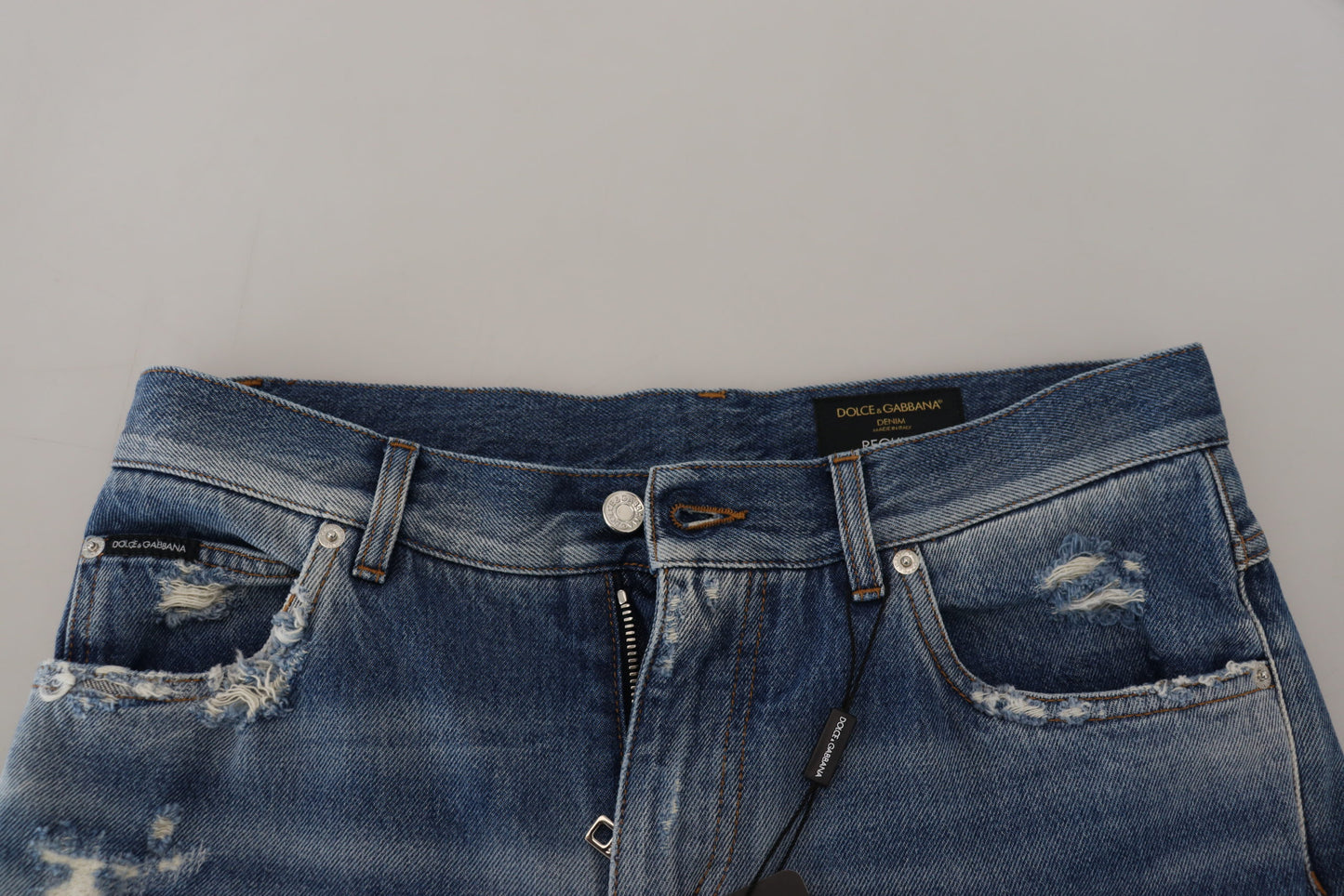 Distressed Charm Blue Denim Jeans