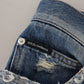 Distressed Charm Blue Denim Jeans