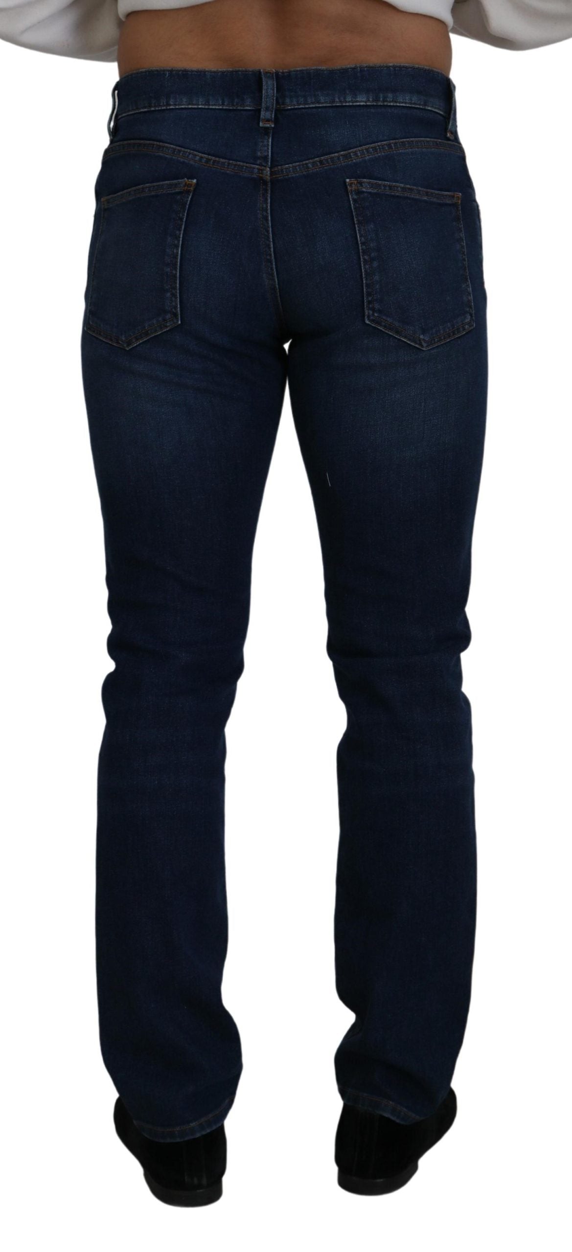 Elegant Blue Denim Pants - Slim Italian Luxury