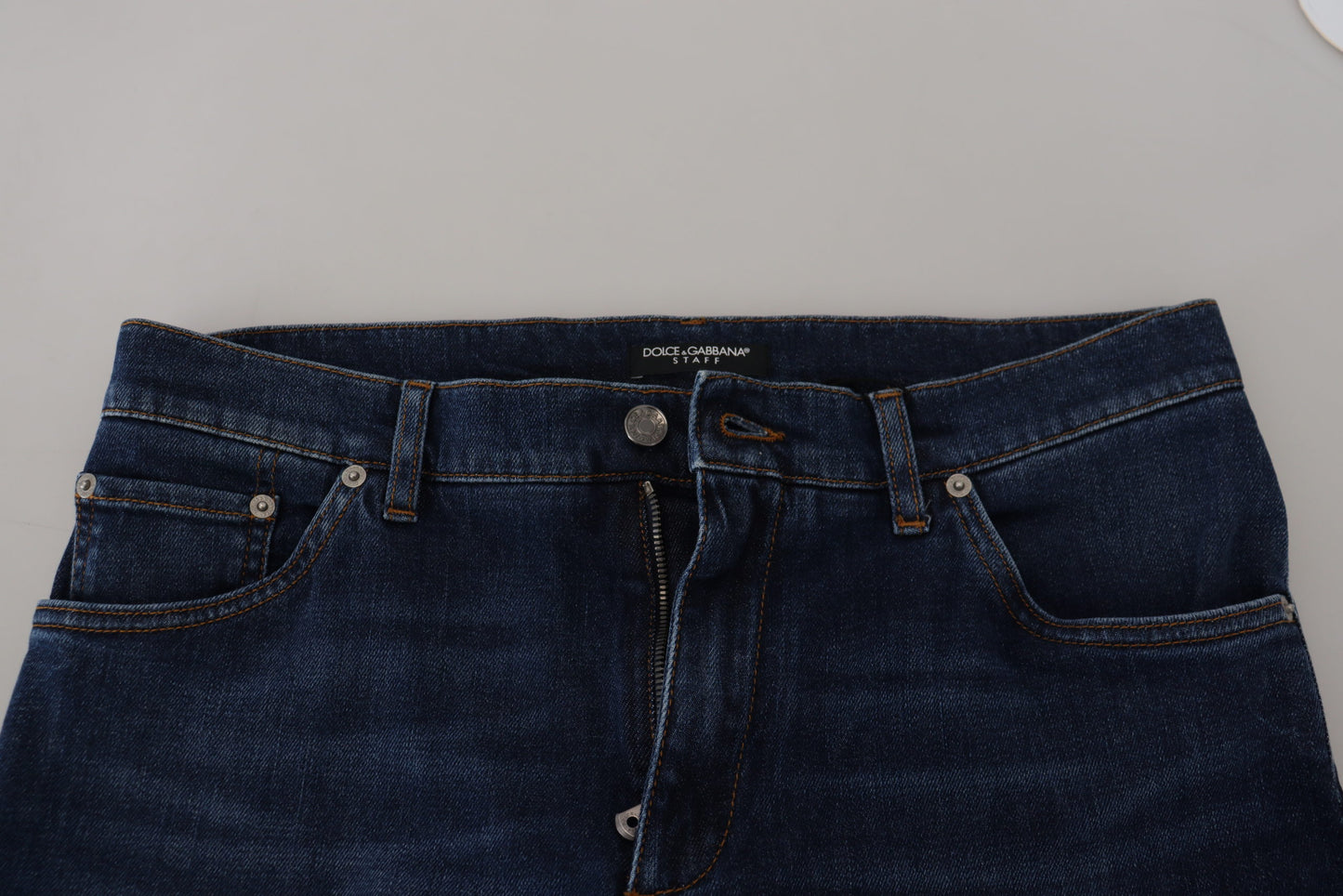 Elegant Blue Denim Pants - Slim Italian Luxury