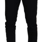Elegant Black Cotton Blend Denim Pants