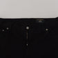 Elegant Black Cotton Blend Denim Pants