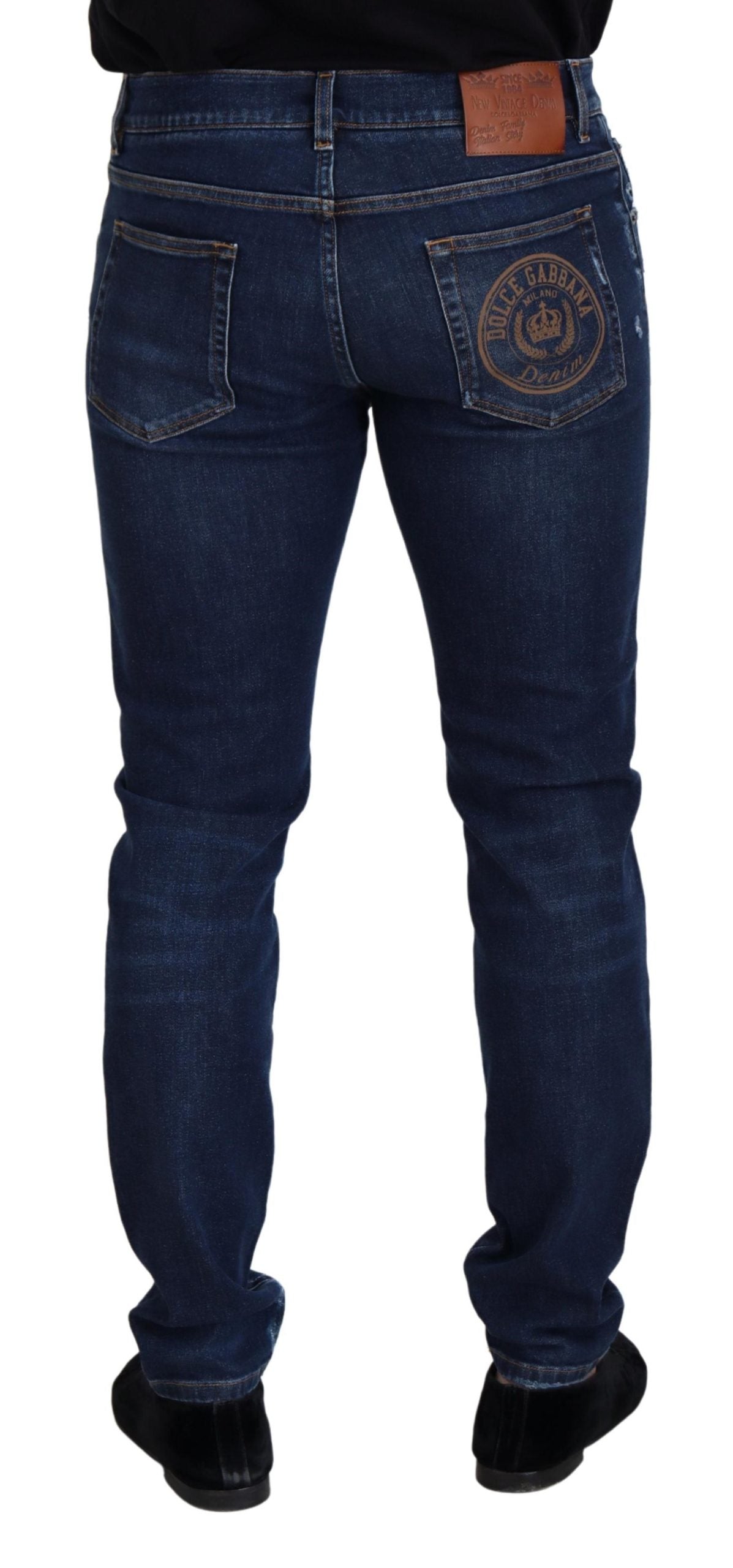 Chic Blue Washed Denim Pants