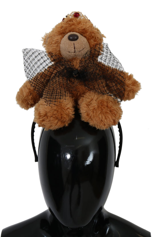 Teddy Bear Gold Crystal  Crown Tiara Diadem Hair Band