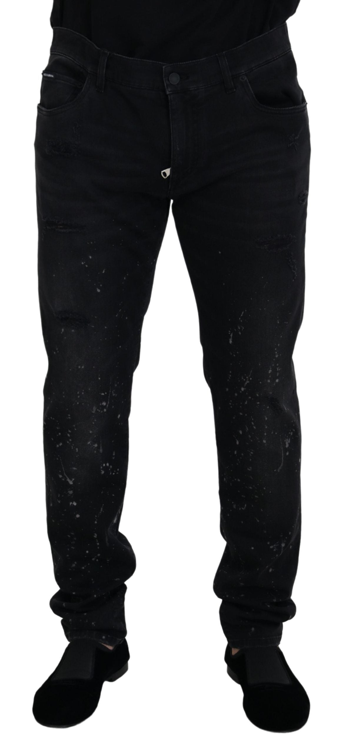 Chic Black Washed Denim Pants